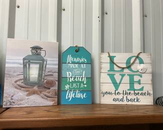 Canvas Beach Wall Decor - Wood Beach Sign Wall Decor