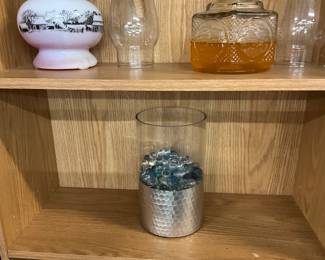 Hammered Metal Base Vase w/Glass Stones
