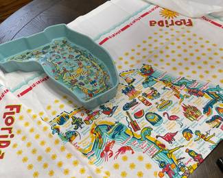 New! Never used. Brand 180: square Florida throw & matching dish