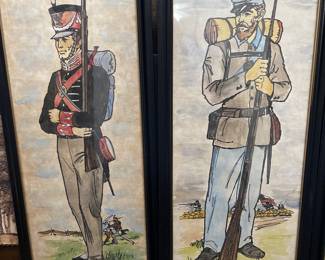 Vintage framed soldier pictures