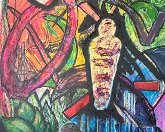 original vintage abstract pastel drawings