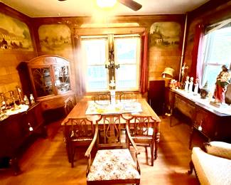 Four piece 1940s mahogany dining set/6 chairs