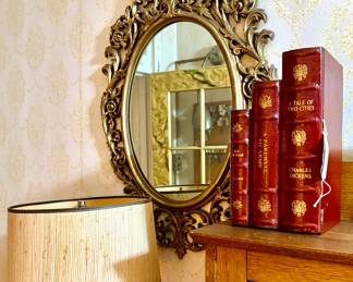 Lamps / mirrors/ hidden compartment books, Larken side by side sectrary
