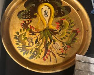 vintage hand-painted toleware tray
