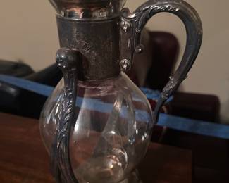 vintage silver-plated and glass coffee or tea carafe