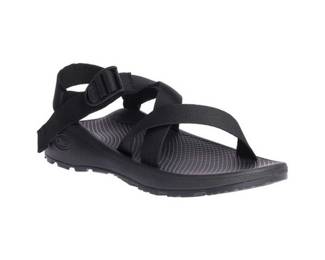 Chaco Z/Cloud Adjustable Strap Cushioned men’s sandals in Solid Black, size 12.