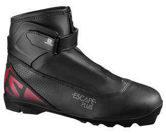 Salomon men’s Escape Plus Prolink boots in black/red, size 11.