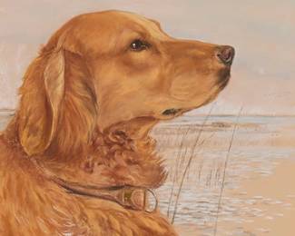 315
William McPherson
(1905-1972)
Golden Retriever at the beach, 1959
Pastel on tan paper
Signed and dated in pencil lower right: Bill McPherson / 1959-
Sight: 11.75" H x 10.5" W
Estimate: $500 - $700