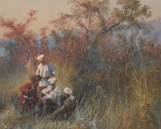 158
Nicolai Karazin
(1842-1908)
"The Wounded Soldier," 1894
Watercolor on paper laid to paperboard
Signed and dated in Cyrillic lower right: N Karazin / 94; titled by repute
Support board: 14.25" H x 14.75" W
Estimate: $2,000 - $3,000