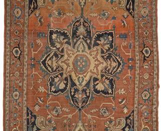 99
A Heriz rug
Early/mid-20th century
Wool on cotton foundation
14' L x 9' 7.5" W
Estimate: $1,000 - $1,500
