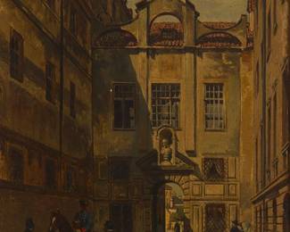 53
Otto von Ruppert
(1841-1923)
München scene, possibly Wilhelmsbogen
Oil on cradled panel
Signed lower right: O.v. Ruppert
11.5" H x 8.75" W
Estimate: $400 - $600
