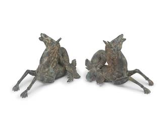 127
A pair of bronze hippocampus fountains
20th century
2 pieces
Each: 20" H x 33" W x 15" D approximately
Estimate: $600 - $800