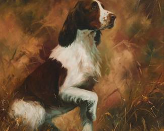 314
John Trickett
(b. 1953)
Springer spaniel
Oil on canvas
Signed lower right: John Trickett
30" H x 24" W
Estimate: $800 - $1,200