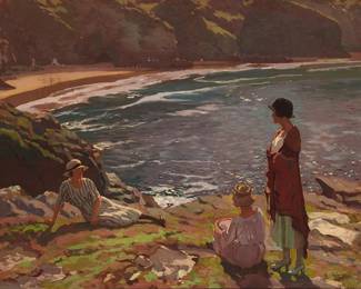 303
Algernon Mayow Talmage
(1871-1939)
"Seaside View," 1922
Oil on canvas laid to canvas
Signed and dated lower right: A. Talmage 1922; titled by repute
36" H x 49.5" W
Estimate: $15,000 - $25,000
