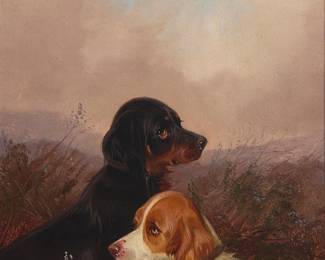 339
Colin Graeme
(1858-1910)
Two spaniel puppies
Oil on panel
Unsigned
8" H x 6" W
Estimate: $400 - $600