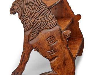 351
A set of Victorian-style carved oak steps
Early/mid-20th century
With lion forms to each side
21.5" H x 17.75" W x 16.75" D
Estimate: $600 - $800