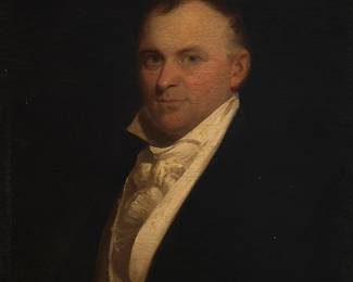 115
James Frothingham
(1786-1864)
"Deacon William Copp," 1825
Oil on canvas
Unsigned; titled, dated 1825, and partially indistinctly inscribed "Oxford, An[**]," all in ink, verso
26" H x 22" W
Estimate: $600 - $800