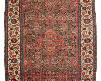 101
A Heriz rug
Early/mid-20th century
Wool on cotton foundation
11' 2.5" L x 5' 3" W
Estimate: $1,000 - $2,000