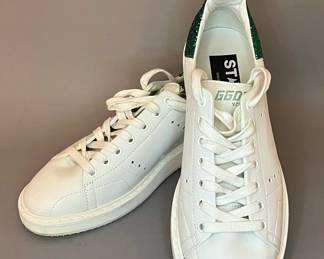Golden Goose Starter Leather Sneakers with Green Glitter