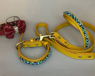 Toy Dog Bolzano Bow Collar and Dosha Dog Collar and Leash