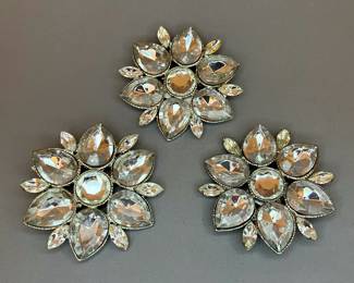 Three Monumental Rhinestone Brooches, sold individually
