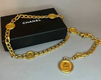 Vintage Authentic Coco Chanel Gold Tone Coin Chain Belt
