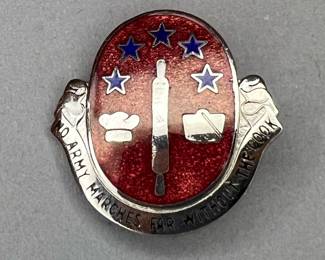 “No Army Marches Far Without The Cook” Vintage Military Pin