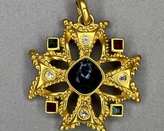 Gold Tone Maltese Cross Pendant
