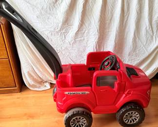 $75 OBO
Ford Raptor push car 2/1
The Step 2-in-1 ForWE MP d F-150 Raptor Parent Push Car is a push car that can be transitioned into a kid-powered car. It features molded-in drink holders, a back for cargo, and under-seat storage. It also has an authentic electronic horn and realistic decals.