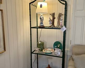 Faux Bamboo Green Metal Etegere
