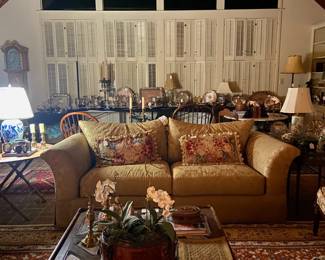 Gold Damask Down Sofa