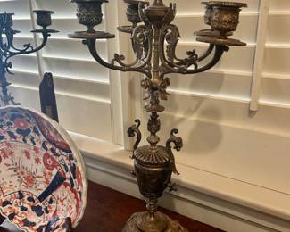 Pair Baroque Brass Candelabras