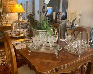 French Walnut Parquet Extension Table