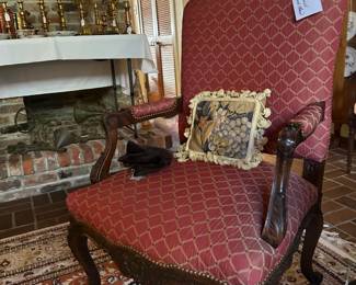 Carved Upholstered Arm Chair