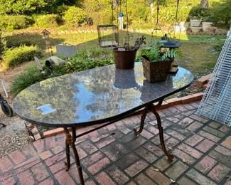 Iron Granite Oval Table