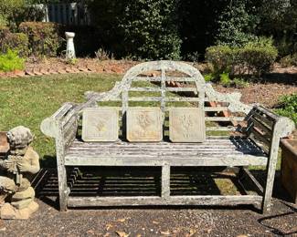 Chippendale Style Wooden Bench, Concrete Pan