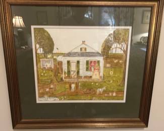 Signed Watercolor Primitive