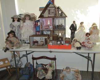 Collectable dolls, dollhouses, doll clothing, dollhouse furniture.