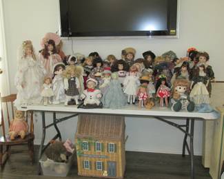 Collectable dolls, dollhouses, doll clothing, dollhouse furniture.