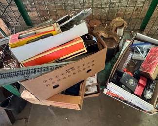 Trains and tracks on lower level