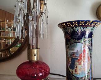 Antique electric lamp and vase