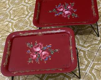 vintage tole bed trays or tv trays