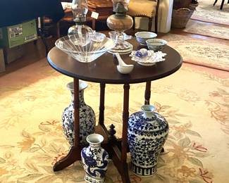 Blue and white vases and urns