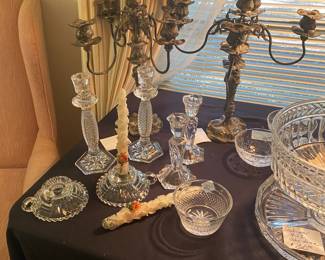 crystal and silver candlesticks