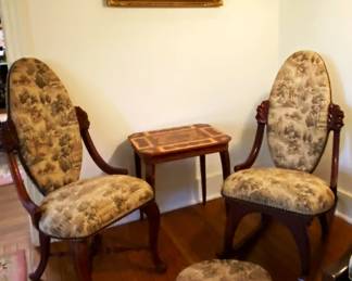 Victorian tapestry covered chair set