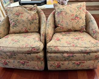 vintage floral swivel chairs