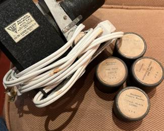 vintage camera and Illustrated Reading film reels - Wynken Blynken & Nod, Little Black Sambo, Princess & the Frog, Puff & Buff