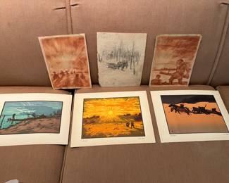 an entire collection of original art from Vadim Falileef (Falileev) - wood block prints, drawings
