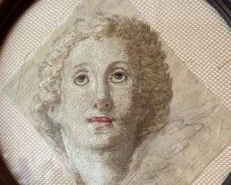 antique fine silk embroidered portrait