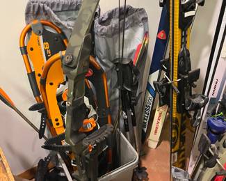 snow shoes & poles, cross bow